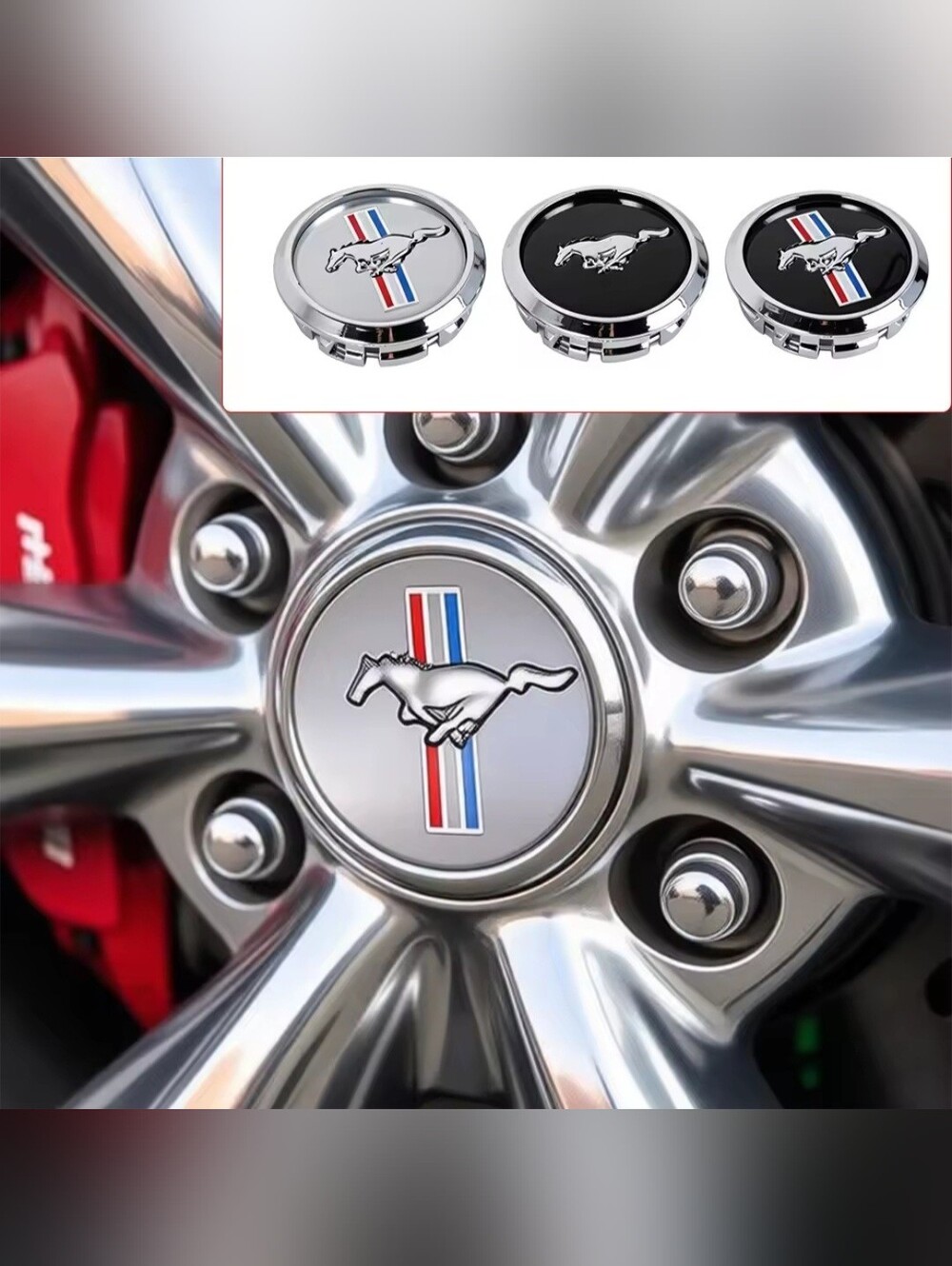 4 Mustang 68mm / 2.68" Wheel Center Caps Rim Center Hub Caps Mustang